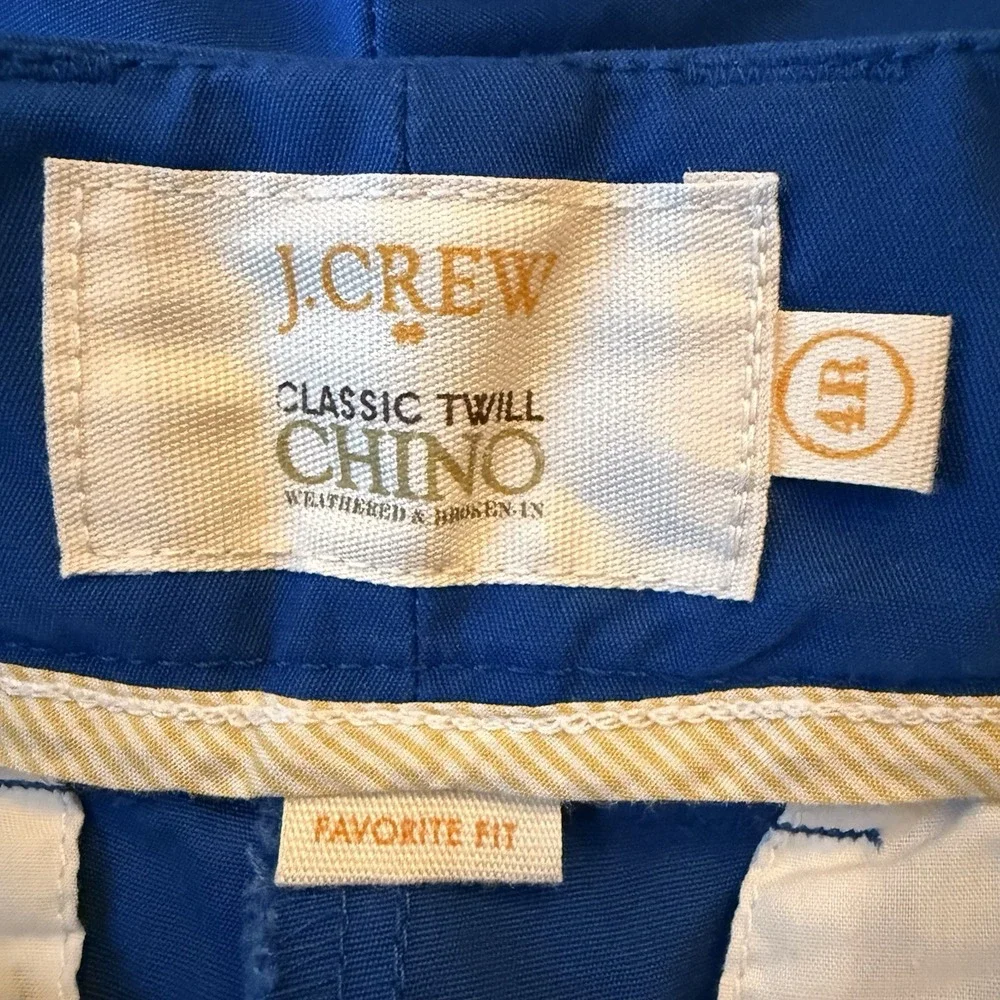 NWT J.Crew 4 R Favorite Fit Classic Twill Chino Pants Broken In Cotton Blue